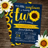 Kleine zonnebloem Navy Blue 2e verjaardag Kaart