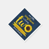 Kleine zonnebloem Navy Blue 2e verjaardag Servet (Hoek)