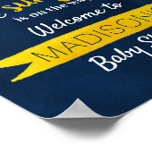 Kleine zonnebloem onderweg! Baby shower Welkom Poster (Hoek)