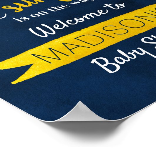 Kleine zonnebloem onderweg! Baby shower Welkom Poster