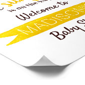 Kleine zonnebloem onderweg! Baby shower Welkom Poster (Hoek)