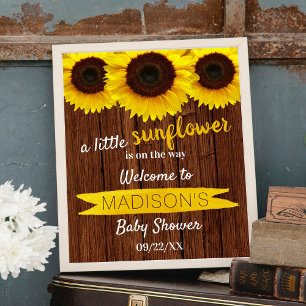 Kleine zonnebloem onderweg! Baby shower Welkom Poster
