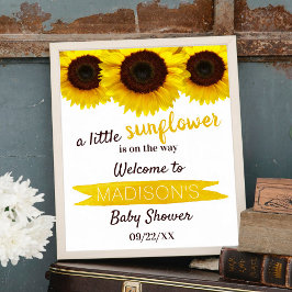 Kleine zonnebloem onderweg! Baby shower Welkom Poster