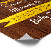 Kleine zonnebloem onderweg! Baby shower Welkom Poster (Hoek)