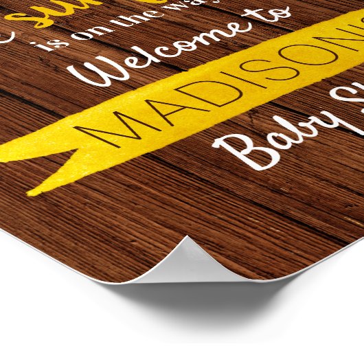 Kleine zonnebloem onderweg! Baby shower Welkom Poster (Hoek)