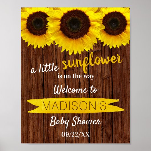 Kleine zonnebloem onderweg! Baby shower Welkom Poster (Voorkant)