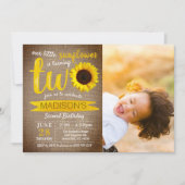 Kleine Zonnebloem Rustieke Jute 2de Verjaardagsfot Kaart (Voorkant)