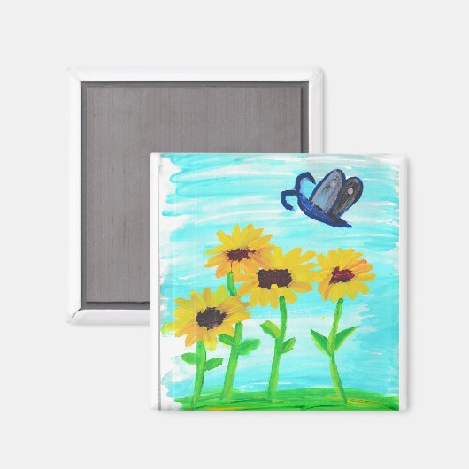  kleine zonnebloemen magneet (Voorkant / Achterkant)
