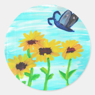  kleine zonnebloemen ronde sticker