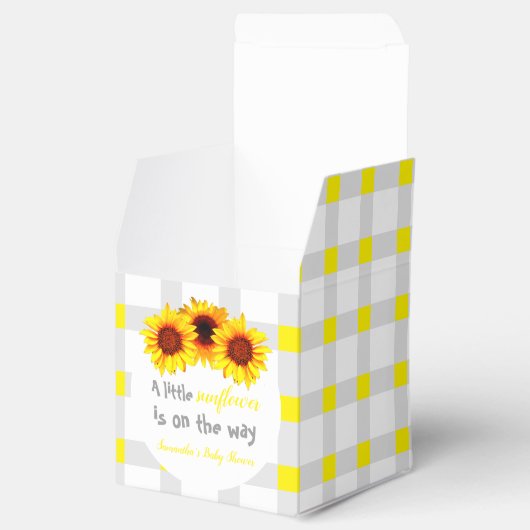 Kleine zonnebloempitten Baby shower Bedankdoosjes (Geopend)