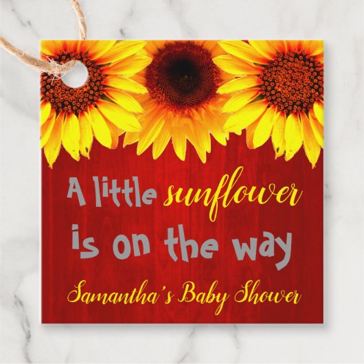 Kleine zonnebloempitten Baby shower Bedankjes Labels (Voorkant)