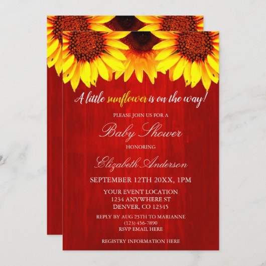 Kleine zonnebloempitten Baby shower Kaart (Voorkant / Achterkant)