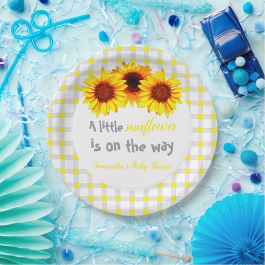 Kleine zonnebloempitten Baby shower Papieren Bordje (Feest)