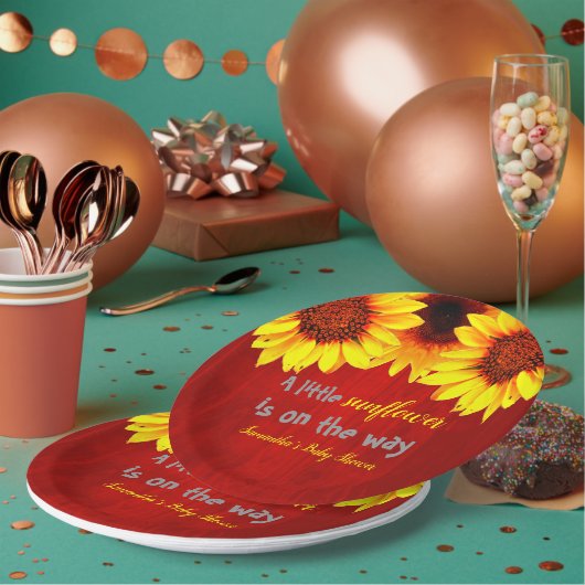 Kleine zonnebloempitten Baby shower Papieren Bordje (Multi)