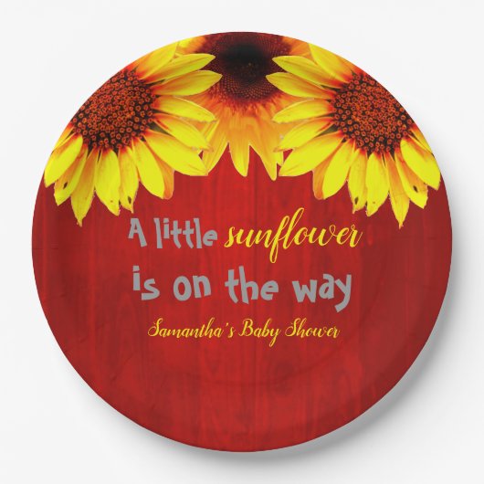 Kleine zonnebloempitten Baby shower Papieren Bordje (Voorkant)