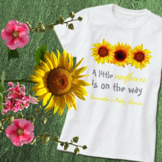Kleine zonnebloempitten Baby shower T-shirt