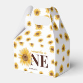 Kleine zonnesbloem 1ste verjaardag bedankdoosjes (Achterkant)
