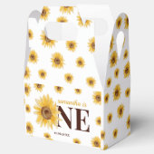 Kleine zonnesbloem 1ste verjaardag bedankdoosjes (Geopend)