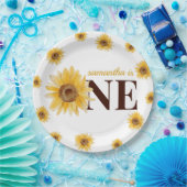 Kleine zonnesbloem 1ste verjaardag papieren bordje (Feest)