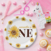 Kleine zonnesbloem 1ste verjaardag papieren bordje (Feest)