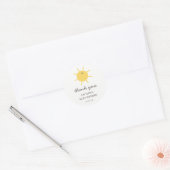 Kleine Zonneschijn Baby Shower Bedankt Ronde Sticker (Envelop)