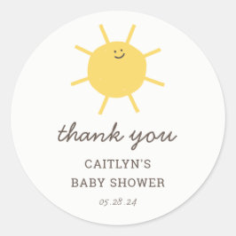 Kleine Zonneschijn Baby Shower Bedankt Ronde Sticker