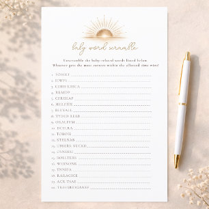 Kleine Zonneschijn Baby Shower Spel Woord Door Elk