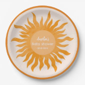 Kleine zonneschijn boho waterverf Zon Baby shower Papieren Bordje (Voorkant)
