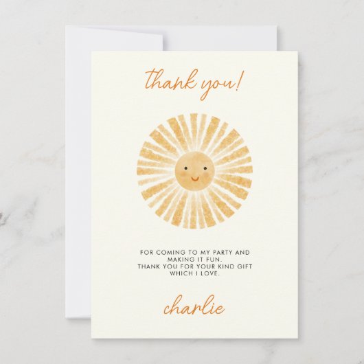 Kleine zonneschijn dank je wel kaart (Voorkant)