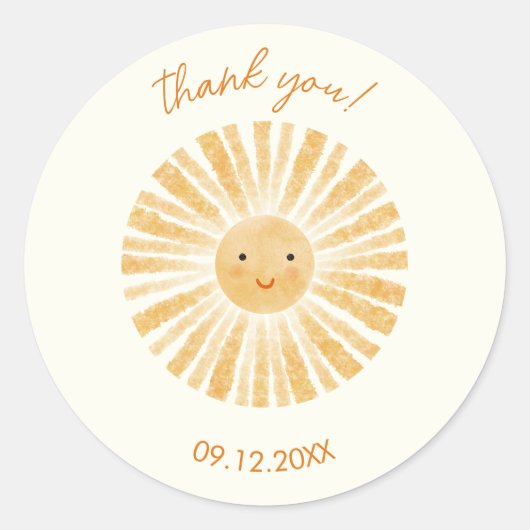 Kleine zonneschijn Dank u Ronde Sticker (Voorkant)