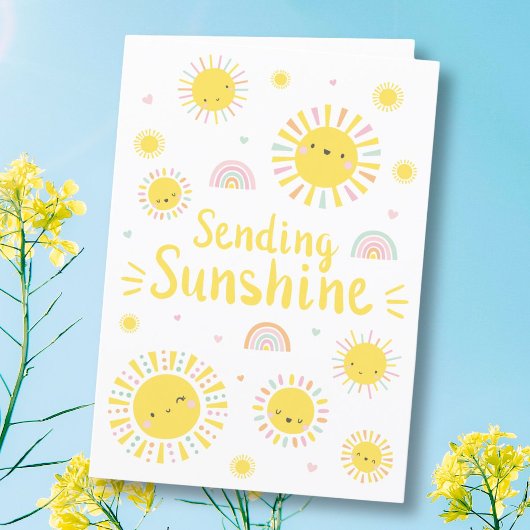 Kleine zonneschijn en regenbogen bedankkaart