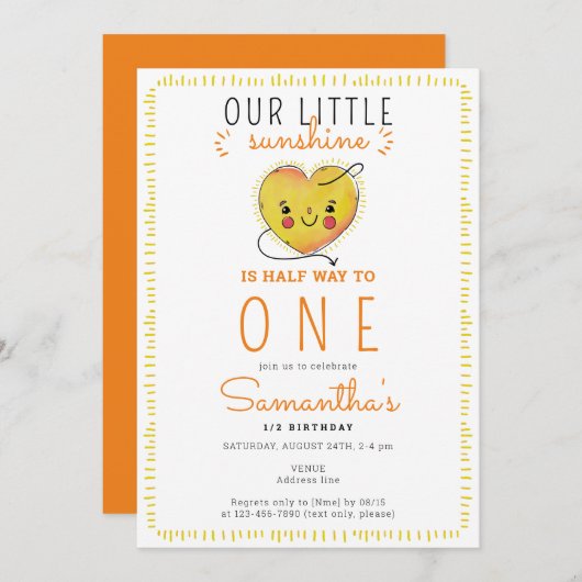 Kleine zonneschijn halverwege tot een 6 maanden ve kaart (Voorkant / Achterkant)