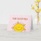 Kleine Zonneschijn Meisje Verjaardag Roze Bedankt Kaart (Gele Bloem)