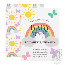 Kleine Zonneschijn & Regenbogen Baby Shower Uitnod
