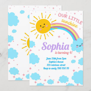 Kleine Zonneschijn Regenboogwolken Roze Zon Verjaa Kaart