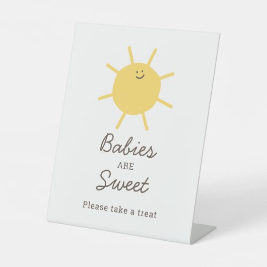 Kleine zonneschijnbaby's zijn een mooie tintje reclamebord met voetstuk (Voorkant)