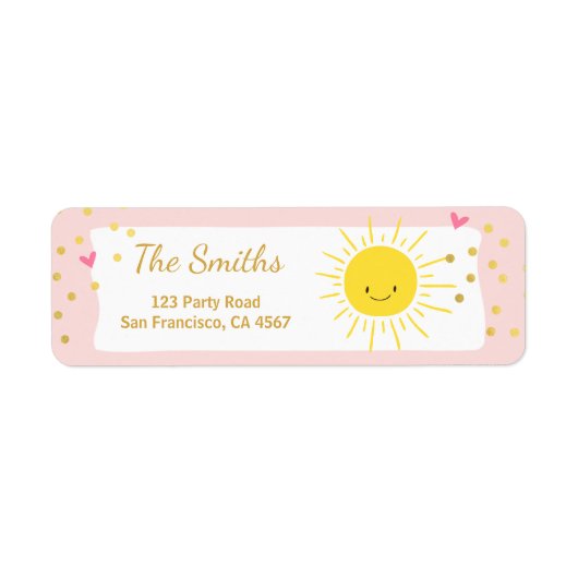 Kleine zonnige Adresetiketten Summer Pink Gold Etiket (Voorkant)