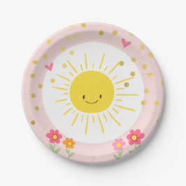 Kleine zonnige papieren Borden Birthday Girl Pink Bordje