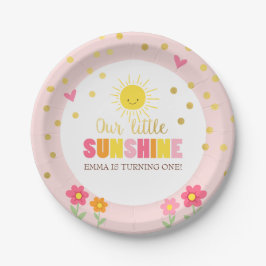 Kleine zonnige papieren Borden Birthday Girl Pink Bordje