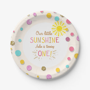 Kleine zonnige papieren Borden Birthday Girl Pink Bordje