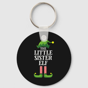 Kleine zus Elf Bijpassende gezinsgroep Kerstmis Sleutelhanger
