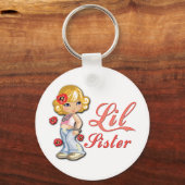 Kleine Zus en Bloemen Sleutelhanger (Voorkant)