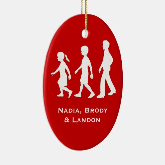 Kleine zus, grote broers: Silhouette broers en zus Keramisch Ornament (Rechts)