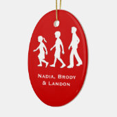 Kleine zus, grote broers: Silhouette broers en zus Keramisch Ornament (Links)