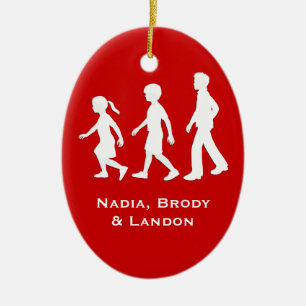 Kleine zus, grote broers: Silhouette broers en zus Keramisch Ornament