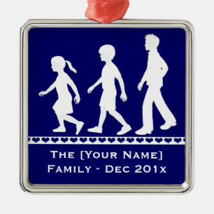 Kleine zus, grote broers: Silhouette broers en zus Metalen Ornament