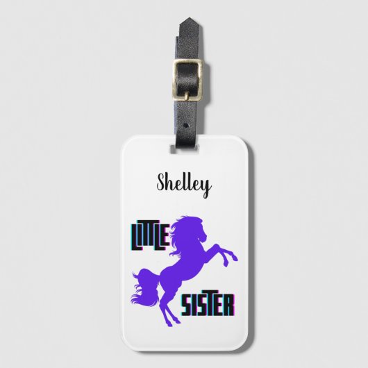 Kleine Zus Paarse Pony Bagagelabel (Voorkant (verticaal))