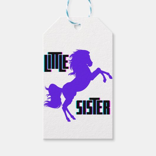 Kleine Zus Paarse Pony Cadeaulabel (Voorkant)