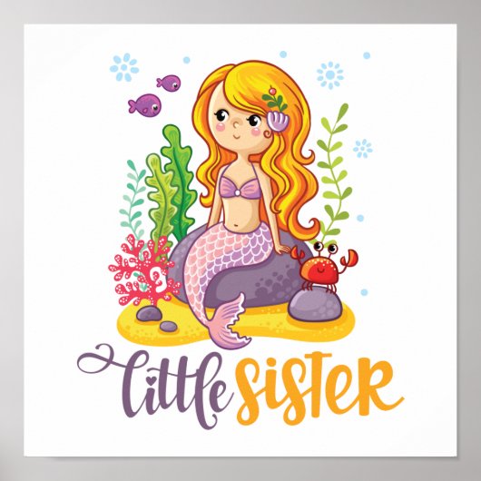 Kleine zus 🧜♀️ Zeemeermin Poster (Voorkant)