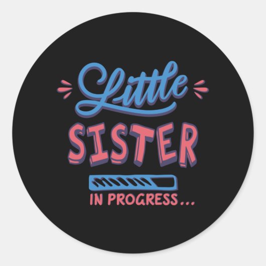 Kleine zusje lopend ronde sticker (Voorkant)